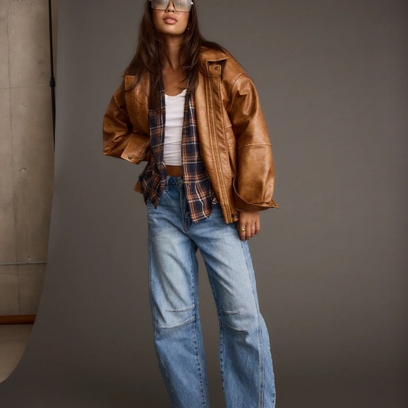 12th Tribe Brown Leather Jacket - Picture 2 of 10